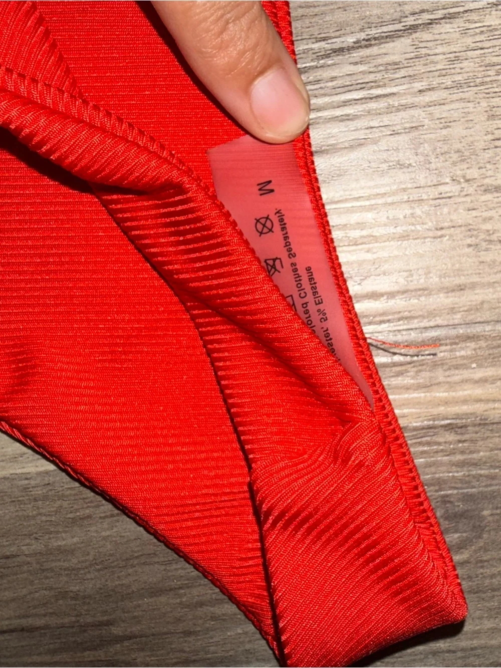 SHEIN Neon Red Bikini‎ Set Ribbed One Shoulder Medium